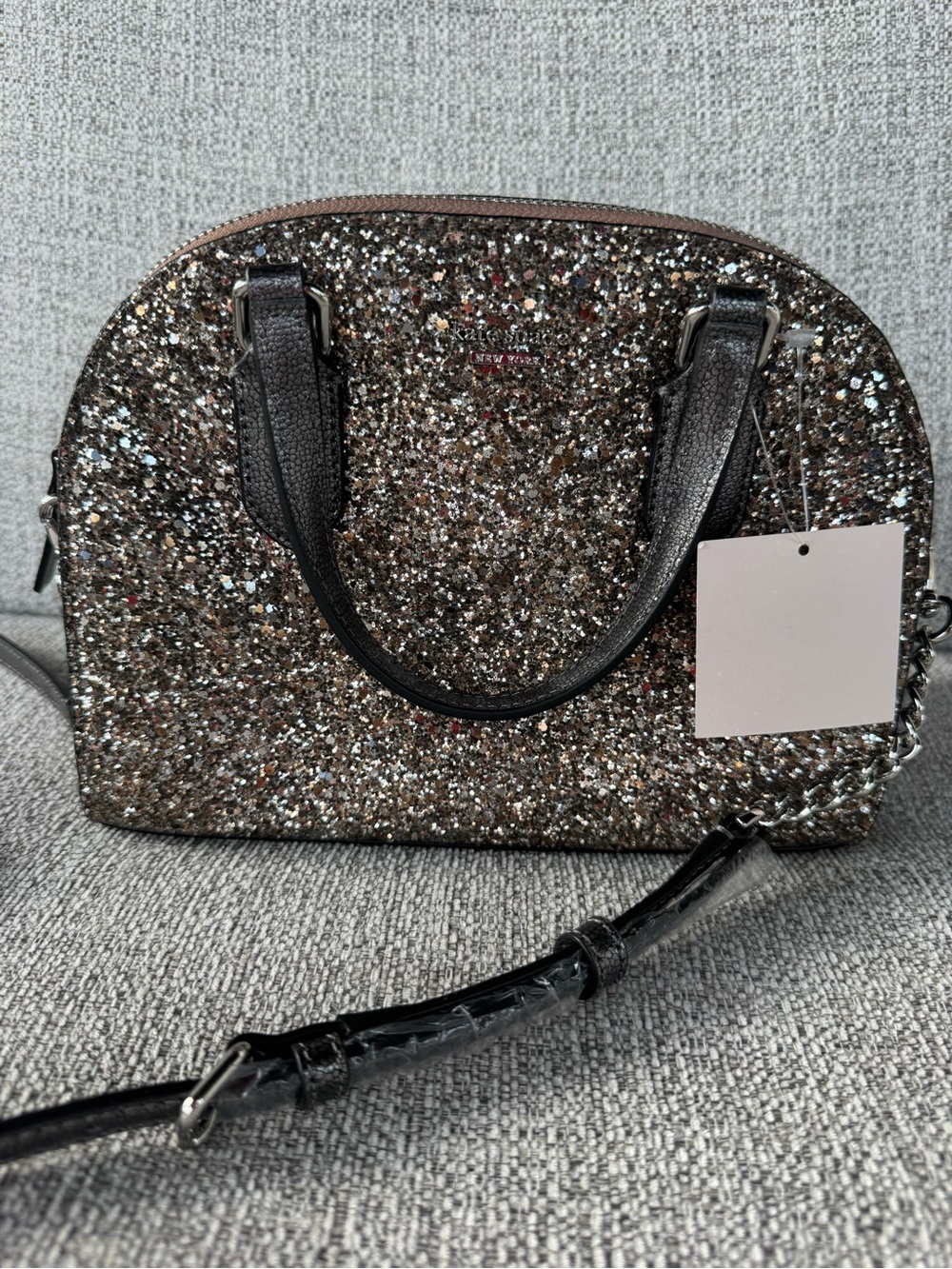 New Kate Spade New York Glitter Dome Satchel Crossbody Bag